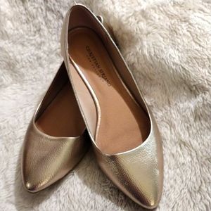 Christian Siriano gold flats like new 7 1/2